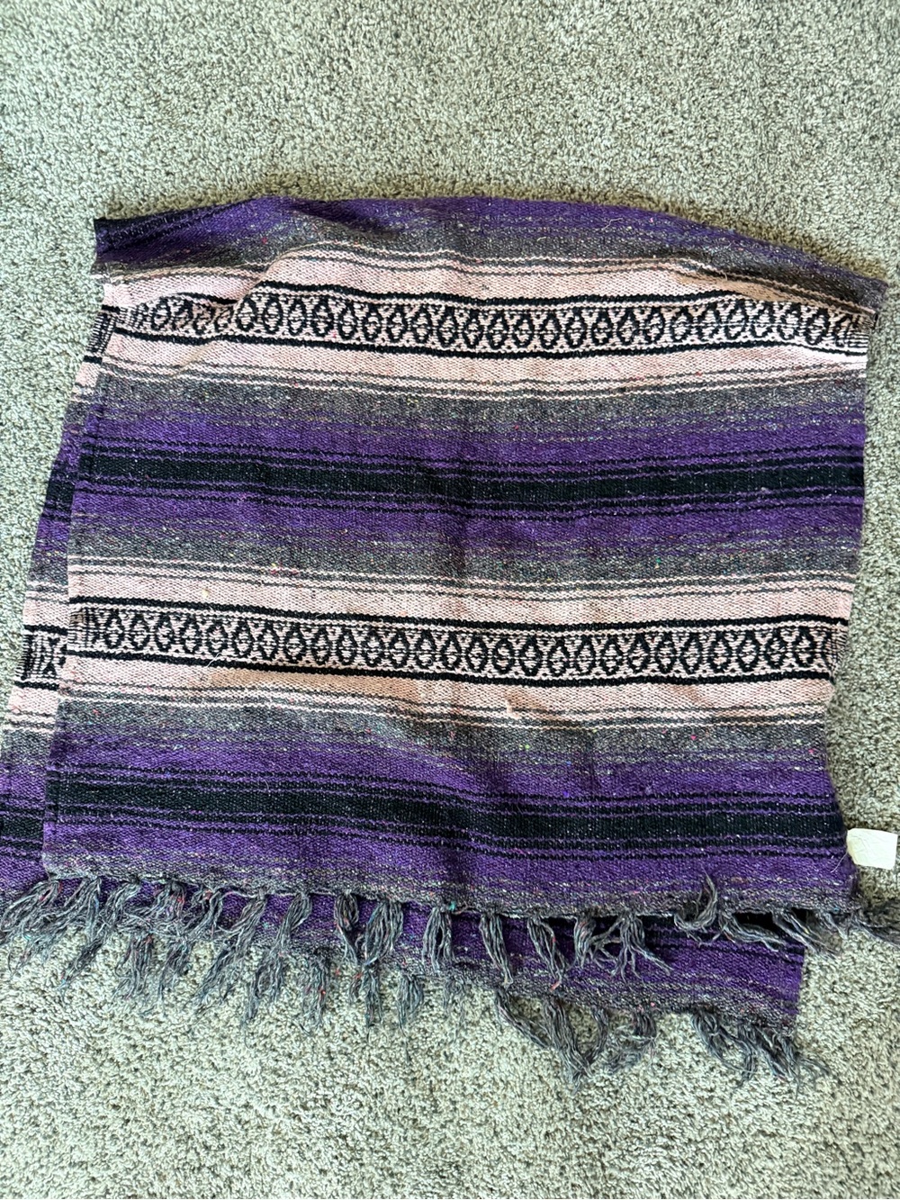 Purple and Pink Striped Fringe yoga Blanket